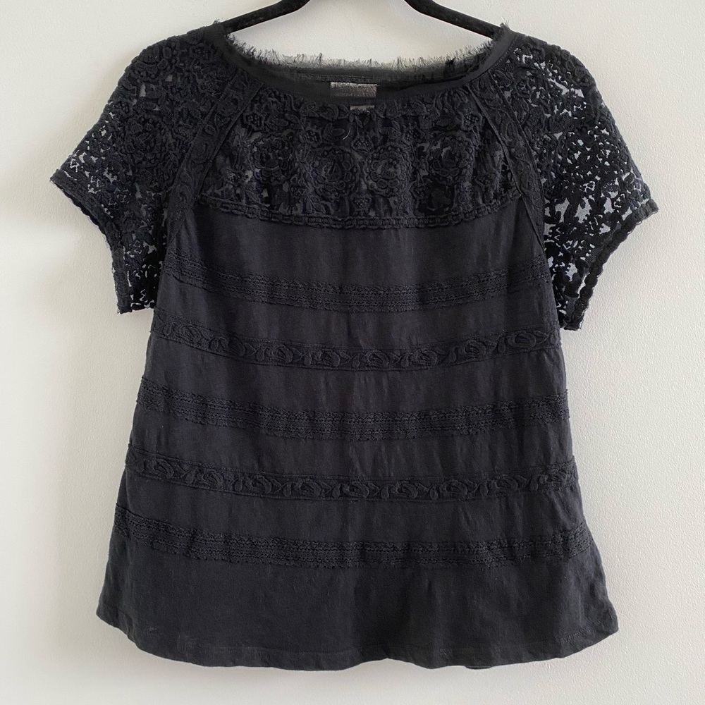 Anthropogenic Meadow Rue Gossamer Lace Short Sleeve Tee Size Medium - Picture 2 of 8